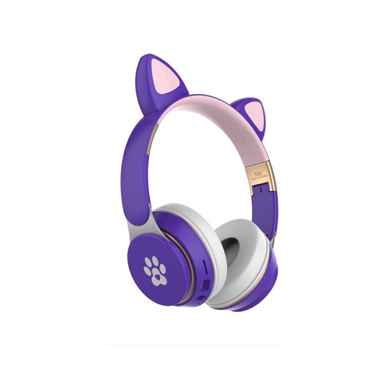 CAT EAR BLUETOOTH HEADPHONE WIRELESS T22 PURPLE